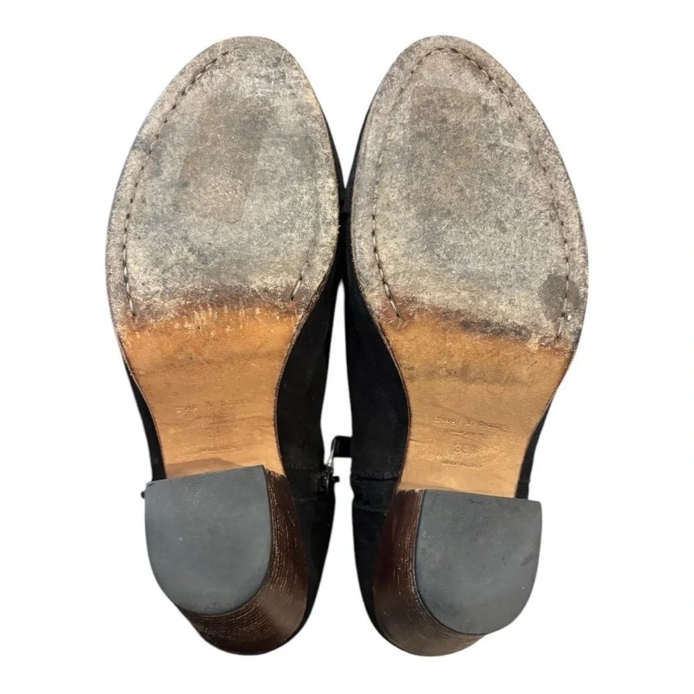 RAG + BONE Margot Black Waxed Suede Boots Size 9.5